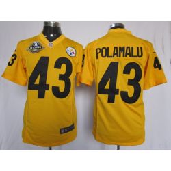 Cheap Troy Polamalu Steelers Jersey #43 Yellow 80 seasons patch China Limited