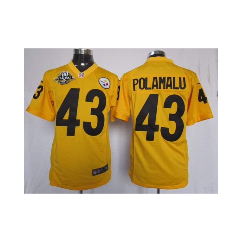 Cheap Troy Polamalu Steelers Jersey #43 Yellow 80 seasons patch China Limited Cheap Troy Polamalu Steelers Jersey #43 Yellow 80 seasons patch China Limited