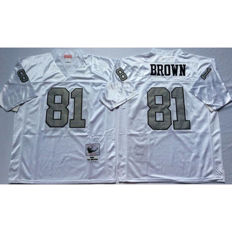 Cheap Tim Brown Raiders Jersey From China White 1994 throwback Sliver number #81