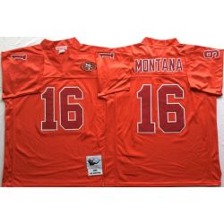 Cheap Joe Montana 49ers Jersey From China Red throwback red lettering #16