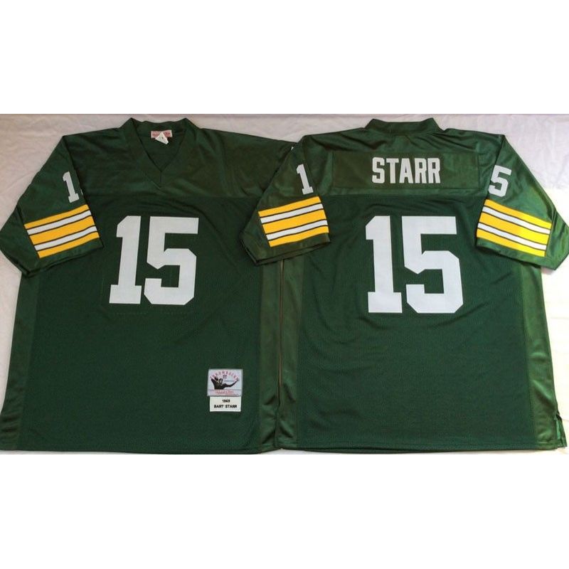 Cheap Bart Starr Packers Jersey From China Green throwback short sleeves #15