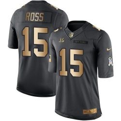 Cheap John Ross Bengals Jersey From China 2017 draft Salute to Service Gold #15