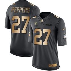 Cheap Jabrill Peppers Browns Jersey From China 2017 draft Salute to Service Gold #27