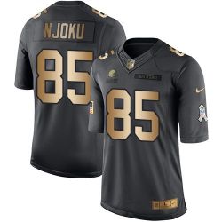 Cheap David Njoku Browns Jersey From China 2017 draft Salute to Service Gold #85