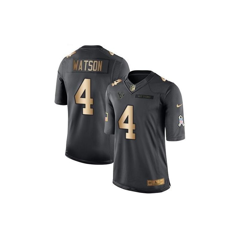 Cheap Deshaun Watson Texans Jersey From China 2017 draft Salute to Service Gold #4