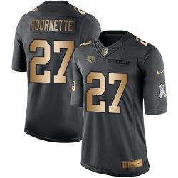 Cheap Leonard Fournette Jaguars Jersey From China 2017 draft Salute to Service Gold #27