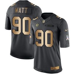Cheap TJ Watt Steelers Jersey From China 2017 draft Salute to Service Gold #90