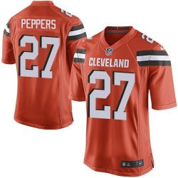 Cheap Jabrill Peppers Browns Jersey From China 2017 draft Game Orange #27 in Men Women Youth Size