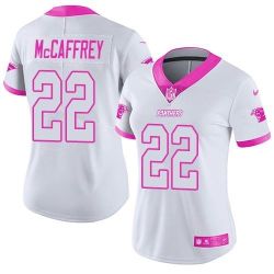 Cheap Christian McCaffrey Panthers Women Jersey From China 2017 draft White-Pink Rush Fashion #22