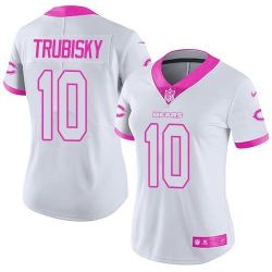 Cheap Mitchell Trubisky Bears Women Jersey From China 2017 draft White-Pink Rush Fashion #10