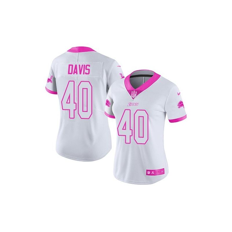 Cheap Jarrad Davis Lions Women Jersey From China 2017 draft White-Pink Rush Fashion #40