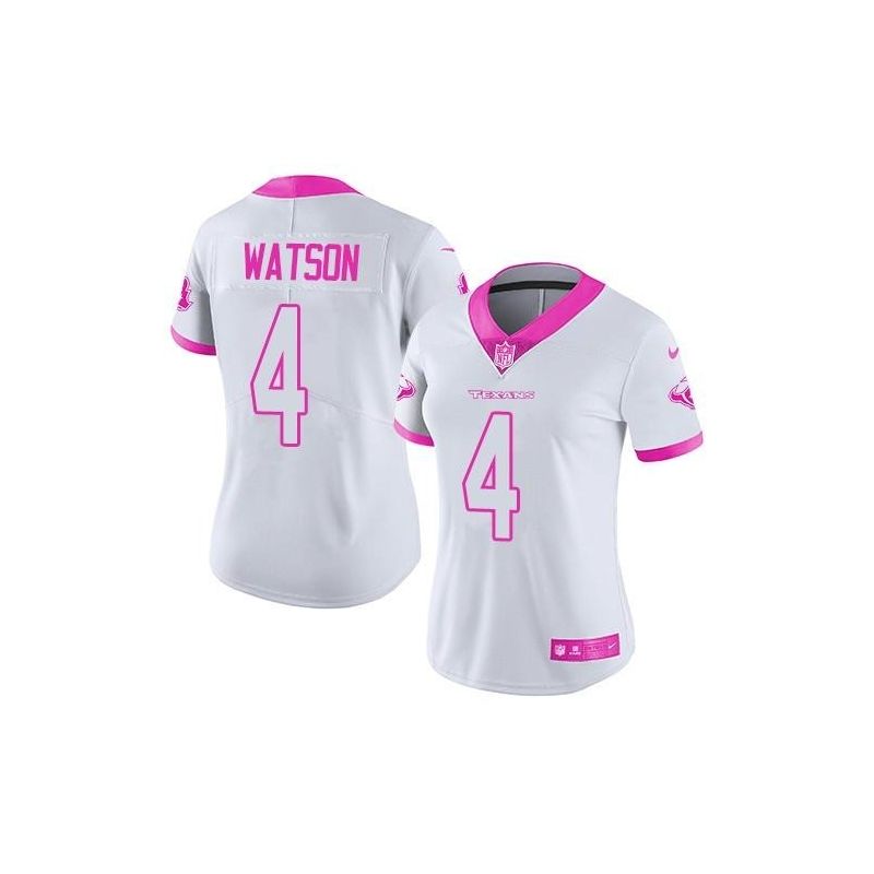 Cheap Deshaun Watson Texans Women Jersey From China 2017 draft White-Pink Rush Fashion #4