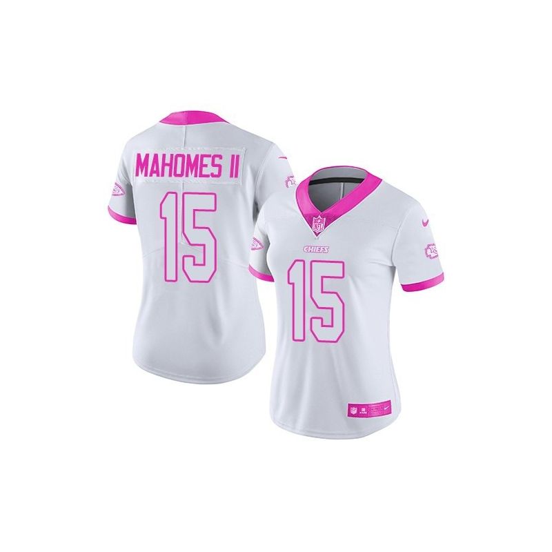 Cheap Patrick Mahomes II Chiefs Women Jersey From China 2017 draft White-Pink Rush Fashion #15