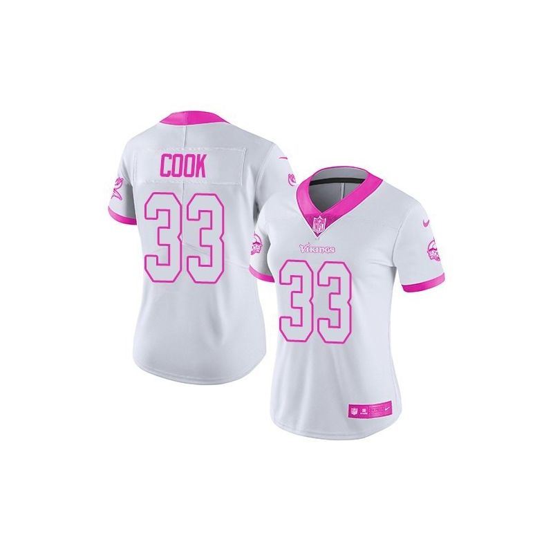 Cheap Dalvin Cook Vikings Women Jersey From China 2017 draft White-Pink Rush Fashion #33