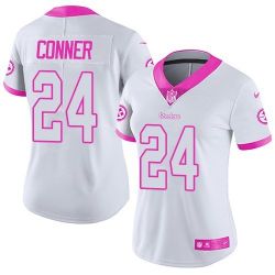 Cheap James Conner Steelers Women Jersey From China 2017 draft White-Pink Rush Fashion #24