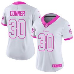 Cheap James Conner Steelers Women Jersey From China 2017 draft White-Pink Rush Fashion #30