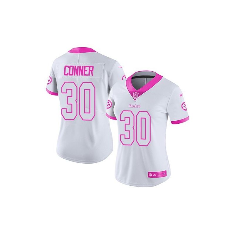 Cheap James Conner Steelers Women Jersey From China 2017 draft White-Pink Rush Fashion #30