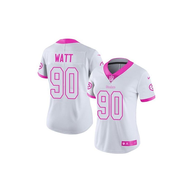 Cheap TJ Watt Steelers Women Jersey From China 2017 draft White-Pink Rush Fashion #90