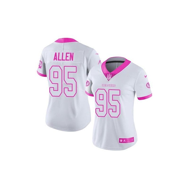 Cheap Jonathan Allen Redskins Women Jersey From China 2017 draft White-Pink Rush Fashion #95