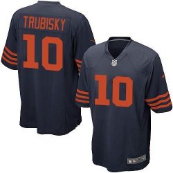 Cheap Mitchell Trubisky Bears Jersey From China 2017 draft Game Navy Orange number #10