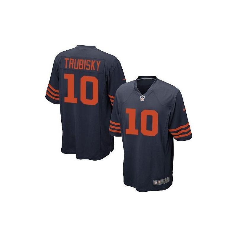 Cheap Mitchell Trubisky Bears Jersey From China 2017 draft Game Navy Orange number #10