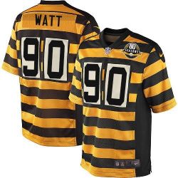 Cheap TJ Watt Steelers Jersey From China 2017 draft Game Black-Yellow 80 season #90