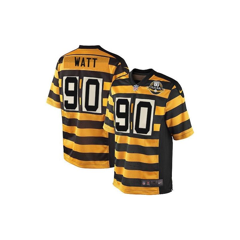 Cheap TJ Watt Steelers Jersey From China 2017 draft Game Black-Yellow 80 season #90