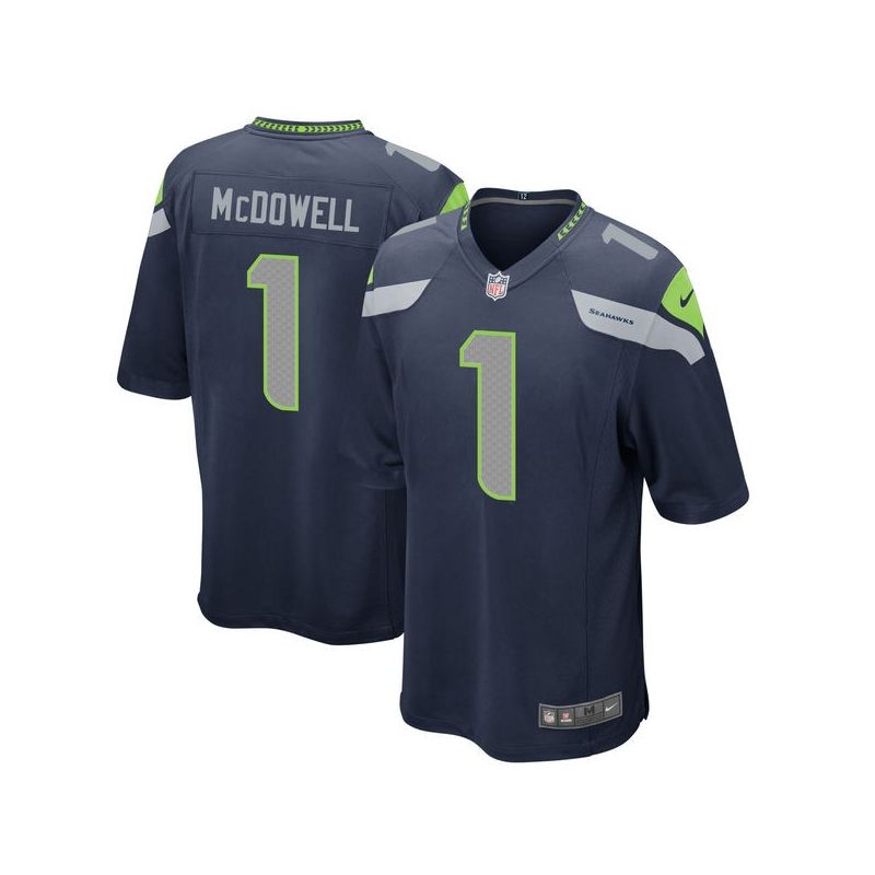 Cheap Malik McDowell Seahawks Jersey From China 2017 draft Game Blue #1