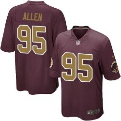 Cheap Jonathan Allen Redskins Jersey From China 2017 draft Game Burgundy Gold letters #95