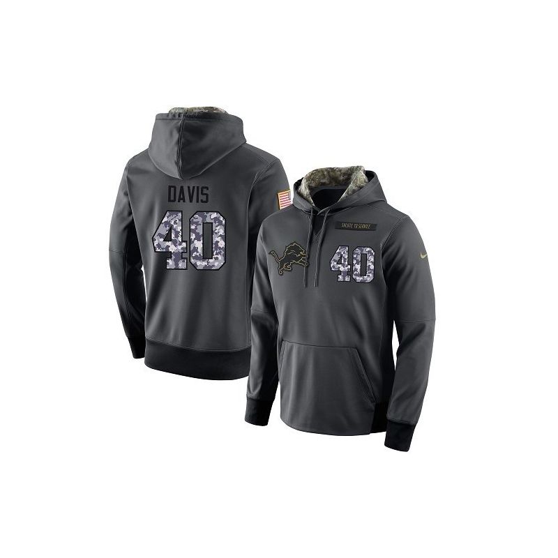 Cheap Jarrad Davis Lions Hoodie From China 2017 draft Salute to Service Anthracite #40