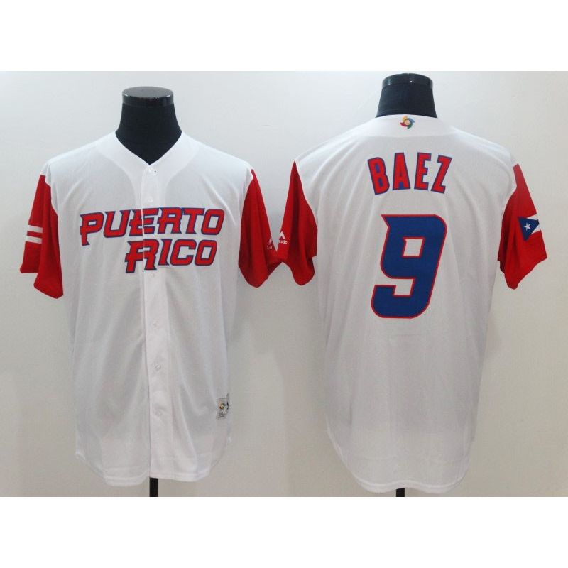 Cheap Javier Baez Puerto Rico WBC Jersey From China 2017 World Baseball Classic in Men Women Youth Size