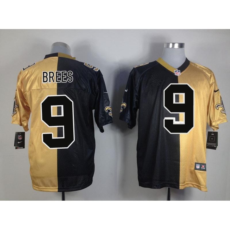 Cheap Drew Brees Saints Jersey #9 Black-Gold From China Split