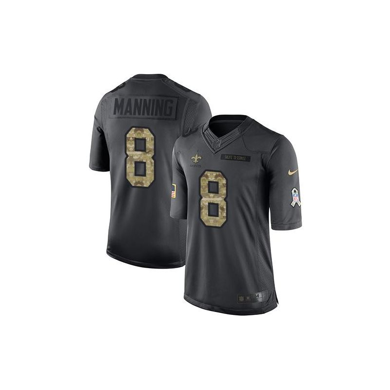 Cheap Archie Manning Saints Jersey From China Salute To Service Anthracite #8