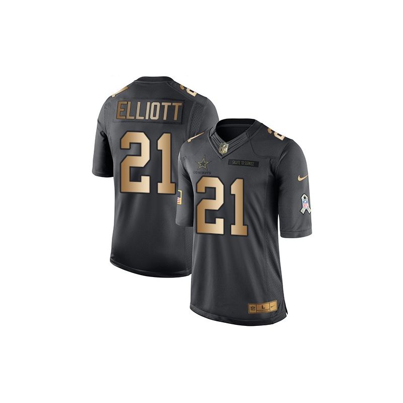 Cheap Ezekiel Elliott Cowboys Jersey From China Salute To Service Gold #21