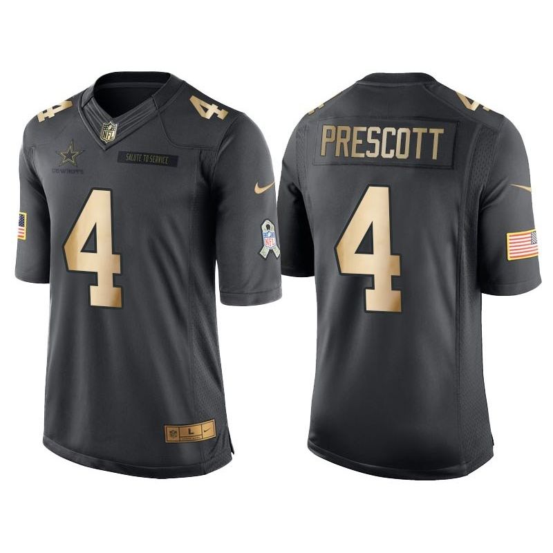 Cheap Dak Prescott Cowboys Jersey From China Salute To Service Gold #4