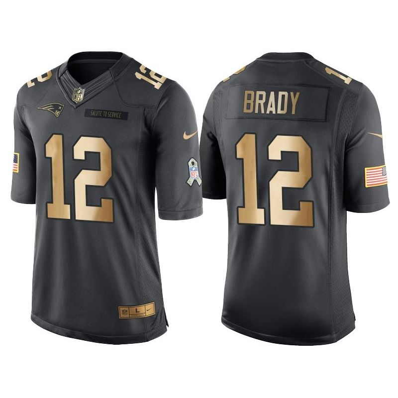 Cheap Tom Brady Patriots Jersey From China Salute To Service Gold #12