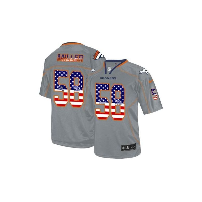 Cheap Von Miller Broncos Jersey From China USA Flag Fashion #58 Grey