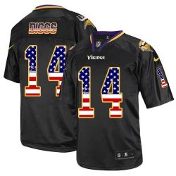 Cheap Stefon Diggs Vikings Jersey From China USA Flag Fashion #14 Black