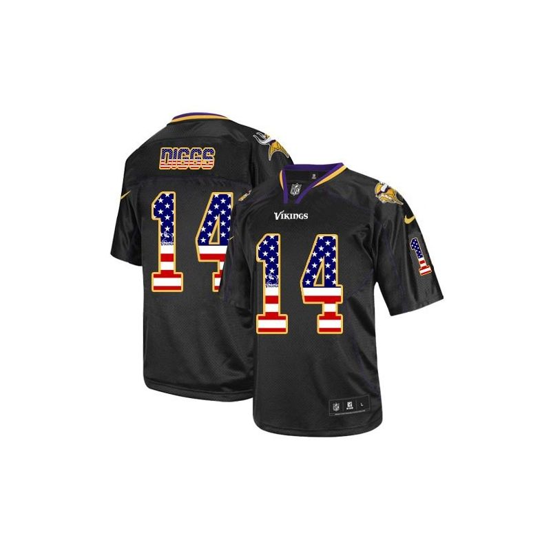 Cheap Stefon Diggs Vikings Jersey From China USA Flag Fashion #14 Black