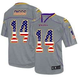 Cheap Stefon Diggs Vikings Jersey From China USA Flag Fashion #14 Grey