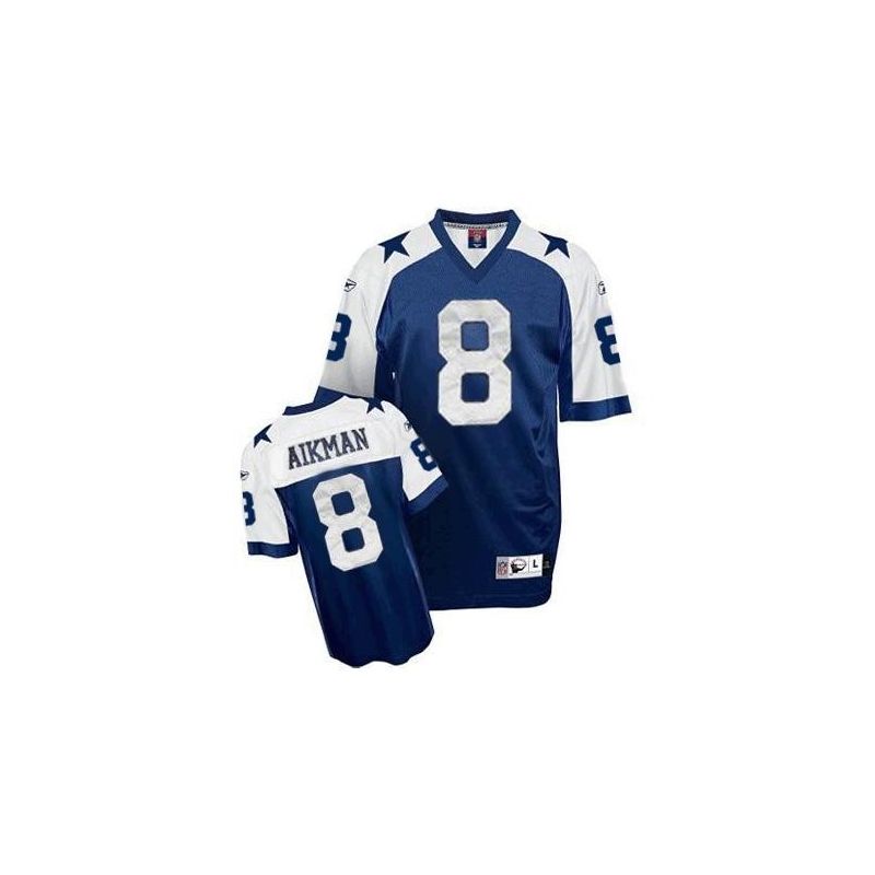 Cheap Troy Aikman Cowboys Jersey #8 Blue Thanksgiving From China