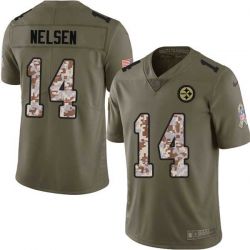 Cheap Bill Nelsen Steelers Jersey From China 2017 Olive Salute To Service Limited in Men Women Youth Size #14