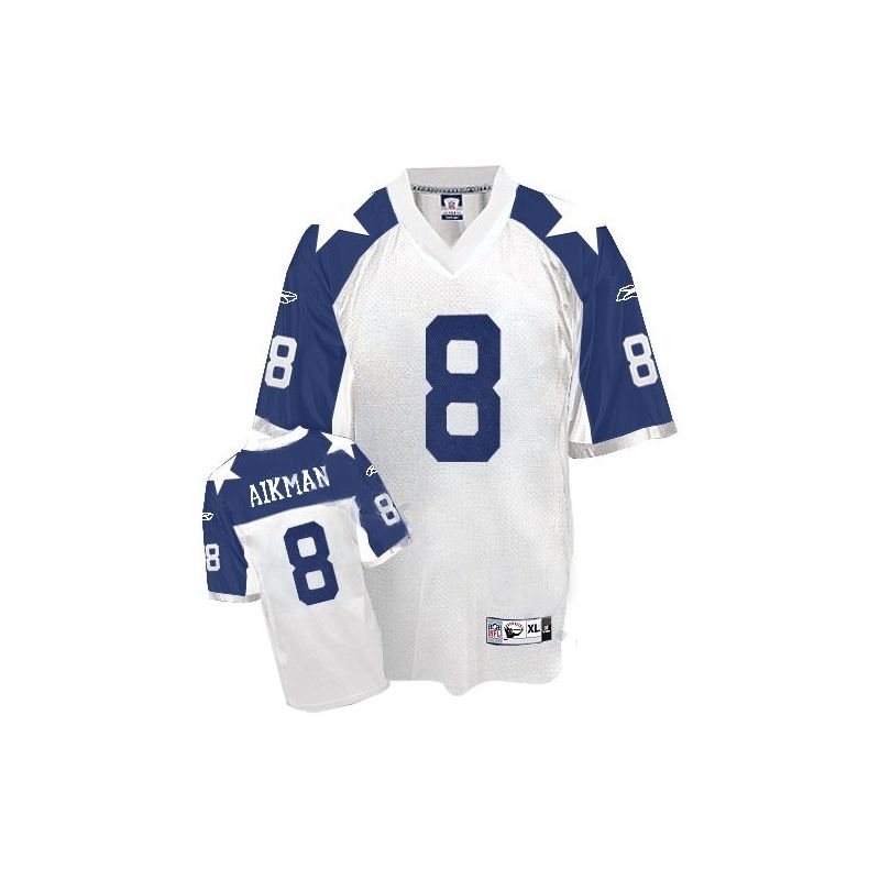 Cheap Troy Aikman Cowboys Jersey #8 White Thanksgiving From China