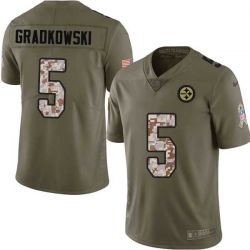 Cheap Bruce Gradkowski Steelers Jersey From China 2017 Olive Salute To Service Limited in Men Women Youth Size #5