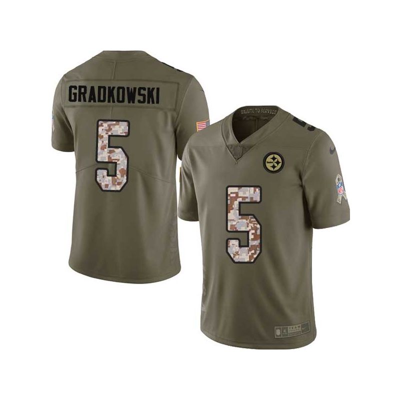 Cheap Bruce Gradkowski Steelers Jersey From China 2017 Olive Salute To Service Limited in Men Women Youth Size #5