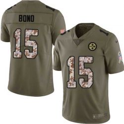 Cheap Steve Bono Steelers Jersey From China 2017 Olive Salute To Service Limited in Men Women Youth Size #15