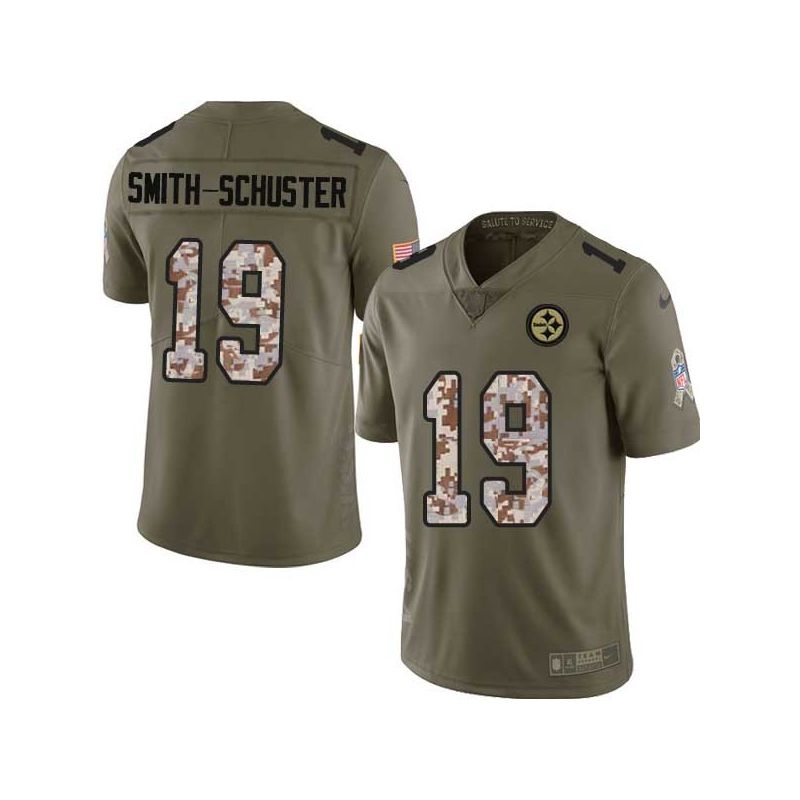 Cheap JuJu Smith-Schuster Steelers Jersey From China 2017 Olive Salute To Service Limited in Men Women Youth Size #19