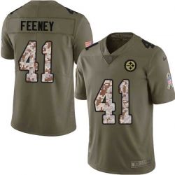 Cheap Travis Feeney Steelers Jersey From China 2017 Olive Salute To Service Limited in Men Women Youth Size #41