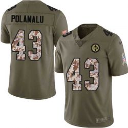 Cheap Troy Polamalu Steelers Jersey From China 2017 Olive Salute To Service Limited in Men Women Youth Size #43