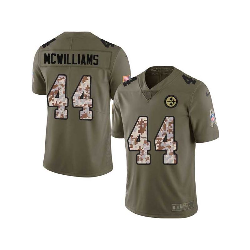 Cheap Shorty McWilliams Steelers Jersey From China 2017 Olive Salute To Service Limited in Men Women Youth Size #44